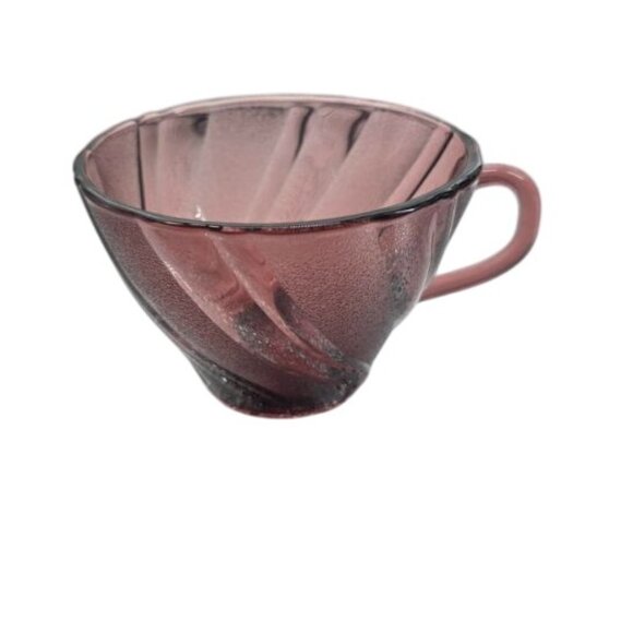 Vintage Arcoroc France Swirl Purple Glass Coffee Cup & Saucer Set - Picture 9 of 16